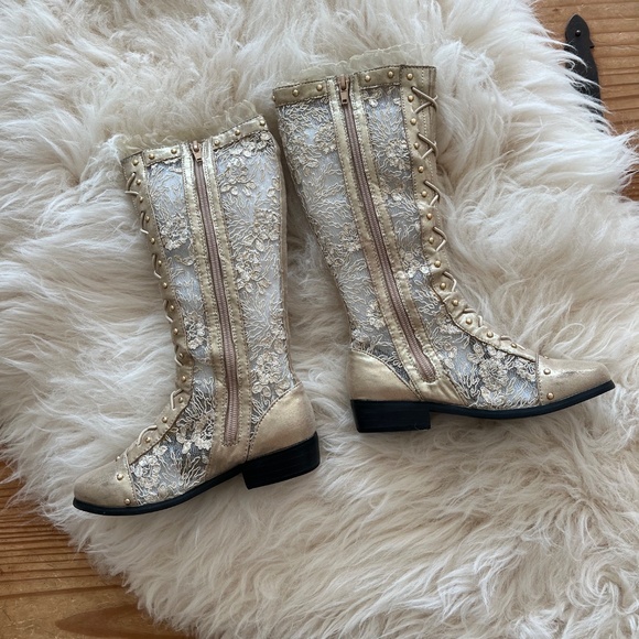 Trish Scully Gramercy Gold Boot Little Girl 13 - Picture 3 of 15